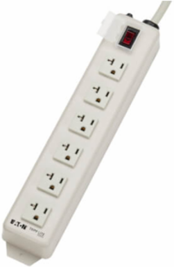 6-Outlet Power Strip, 15 Ft Cord, 20A, Metal Housing