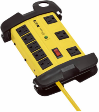 8-Outlet Industrial Safety Surge Protector, 12 Ft Cord, 1500 Joules, Metal Case