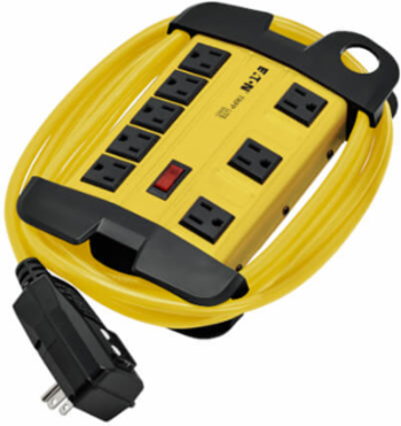 8-Outlet Safety Power Strip with 25 ft Cord, GFCI, Rugged Metal Case