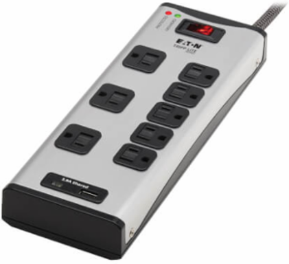 Surge Protector, 8-Outlet, 1 USB-A + 1 USB-C (3.9A Shared), 8 ft Cord, 2100 Joules, Metal Housing