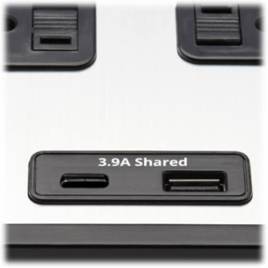 Surge Protector, 8-Outlet, 1 USB-A + 1 USB-C (3.9A Shared), 8 ft Cord, 2100 Joules, Metal Housing
