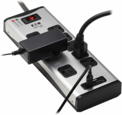 Surge Protector, 8-Outlet, 1 USB-A + 1 USB-C (3.9A Shared), 8 ft Cord, 2100 Joules, Metal Housing