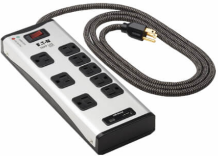 Surge Protector, 8-Outlet, 1 USB-A + 1 USB-C (3.9A Shared), 8 ft Cord, 2100 Joules, Metal Housing