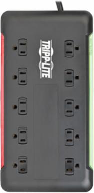 10-Outlet Surge Protector, 6 ft Cord, 2880 Joules, Black Housing