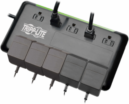 10-Outlet Surge Protector, 6 ft Cord, 2880 Joules, Black Housing