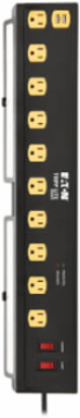 Surge Protector, 10-Outlet with Swivel Light Bars, 2 USB Ports, 6 ft Cord, 1350 Joules, Black