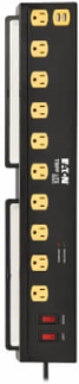 Surge Protector, 10-Outlet with Swivel Light Bars, 2 USB Ports, 6 ft Cord, 1350 Joules, Black