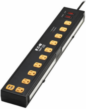Surge Protector, 10-Outlet with Swivel Light Bars, 2 USB Ports, 6 ft Cord, 1350 Joules, Black
