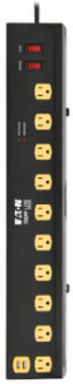 Surge Protector, 10-Outlet with Swivel Light Bars, 2 USB Ports, 6 ft Cord, 1350 Joules, Black