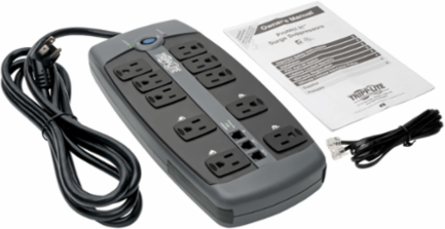 10-Outlet Surge Protector, 2395 Joules, 8 ft. Cord, Black Housing