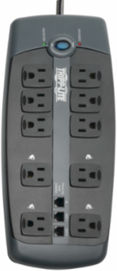 10-Outlet Surge Protector, 2395 Joules, 8 ft. Cord, Black Housing