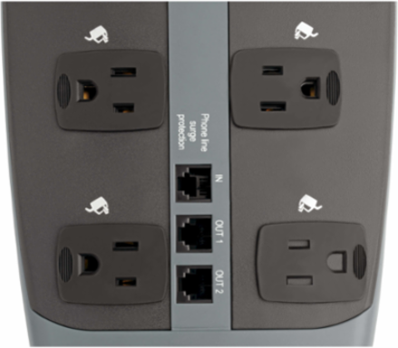 10-Outlet Surge Protector, 2395 Joules, 8 ft. Cord, Black Housing