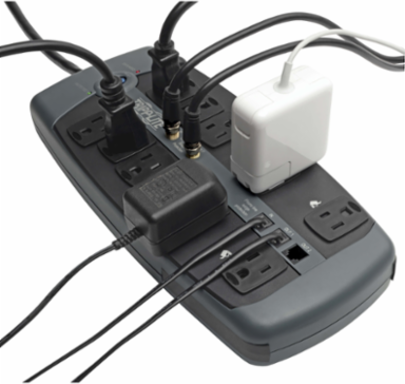 10-Outlet Surge Protector, 8 Ft Cord, 3345 Joules Protection