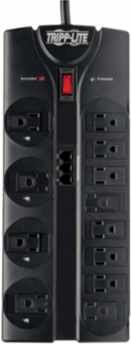 12-Outlet Surge Protector with 8-ft Cord, 2160 Joules, Tel/Modem Protection