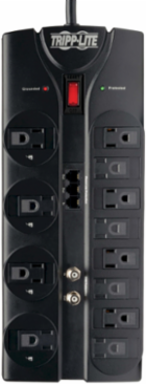 12-Outlet Surge Protector, 2880 Joules, 8 ft Cord, RJ11/Coax Protection