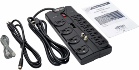 12-Outlet Surge Protector, 2880 Joules, 8 ft Cord, RJ11/Coax Protection