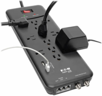 12-Outlet Surge Protector 4320 Joules, 8 ft Cord, 2 USB Ports, Black