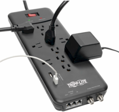 12-Outlet Surge Protector 4320 Joules, 8 ft Cord, 2 USB Ports, Black