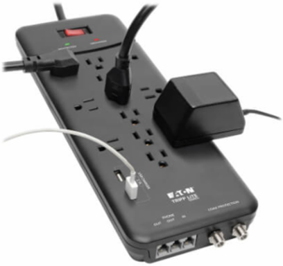 12-Outlet Surge Protector 4320 Joules, 8 ft Cord, 2 USB Ports, Black