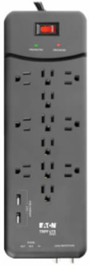 12-Outlet Surge Protector 4320 Joules, 8 ft Cord, 2 USB Ports, Black