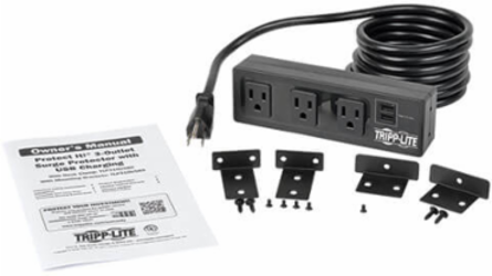 3-Outlet Surge Protector, 510 Joules, 10 ft. Cord, 2 USB Ports