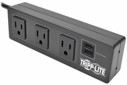3-Outlet Surge Protector, 510 Joules, 10 ft. Cord, 2 USB Ports