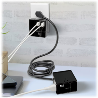 Cube Surge Protector, 3-Outlet, 5-15R, 6 USB Charging Ports, 1800 Joules, 8 ft Cord, Antimicrobial