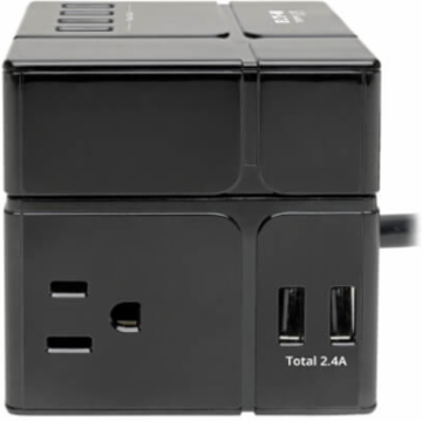 Cube Surge Protector, 3-Outlet, 5-15R, 6 USB Charging Ports, 1800 Joules, 8 ft Cord, Antimicrobial