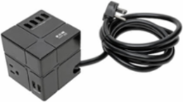 Cube Surge Protector, 3-Outlet, 5-15R, 6 USB Charging Ports, 1800 Joules, 8 ft Cord, Antimicrobial