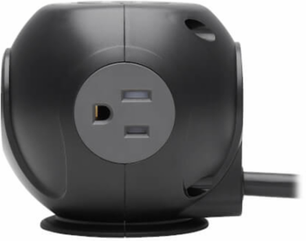 Spherical Surge Protector, 3-Outlet, 4 USB Ports, 540 Joules, 6 ft Cord, 5-15P, Black
