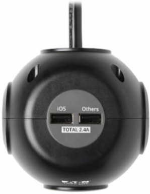 Spherical Surge Protector, 3-Outlet, 4 USB Ports, 8 ft Cord, 5-15P, Antimicrobial