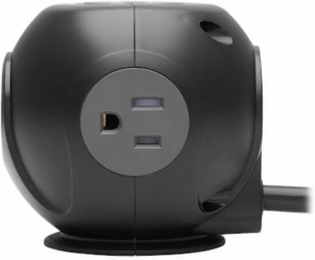 Spherical Surge Protector, 3-Outlet, 4 USB Ports, 8 ft Cord, 5-15P, Antimicrobial