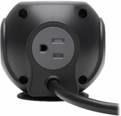 Spherical Surge Protector, 3-Outlet, 4 USB Ports, 8 ft Cord, 5-15P, Antimicrobial