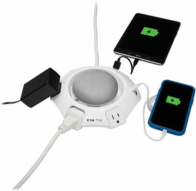 Conference Power Surge Protector, 4 Rotating Outlets, USB-C & 3 USB-A, 10 ft Cord, Antimicrobial
