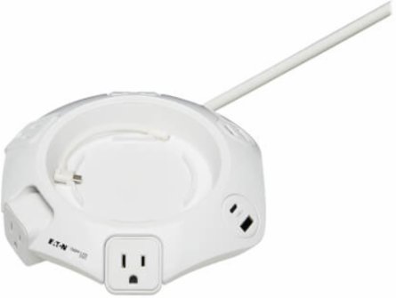 Conference Power Surge Protector, 4 Rotating Outlets, USB-C & 3 USB-A, 10 ft Cord, Antimicrobial