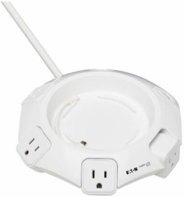 Conference Power Surge Protector, 4 Rotating Outlets, USB-C & 3 USB-A, 10 ft Cord, Antimicrobial