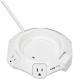 Conference Power Surge Protector, 4 Rotating Outlets, USB-C & 3 USB-A, 10 ft Cord, Antimicrobial