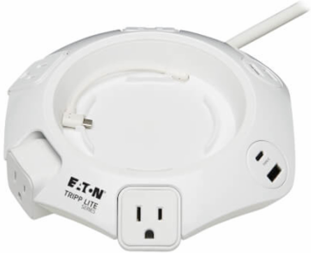 Conference Power Surge Protector, 4-Outlet, USB-C & 3 USB-A Ports, Micro-USB, 8 ft Cord
