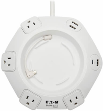 Conference Power Surge Protector, 4-Outlet, USB-C & 3 USB-A Ports, Micro-USB, 8 ft Cord