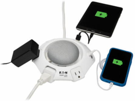 Conference Power Surge Protector, 4-Outlet, USB-C & 3 USB-A Ports, Micro-USB, 8 ft Cord