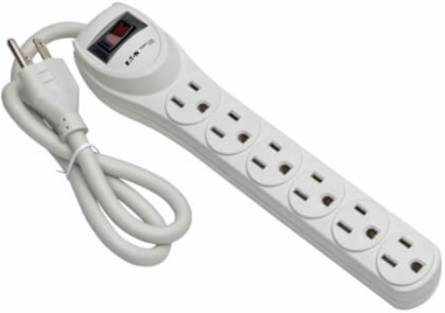 6-Outlet Surge Protector with 2 Ft Cord, 180 Joules, Light Gray