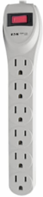 6-Outlet Surge Protector with 2 Ft Cord, 180 Joules, Light Gray