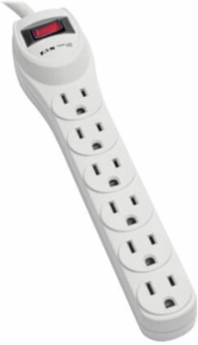 6-Outlet Surge Protector with 2 Ft Cord, 180 Joules, Light Gray