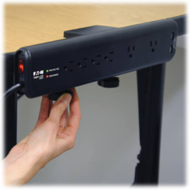 6-Outlet Clamp-Mount Surge Protector, 2100 Joules, 6 ft Cord, 2 USB Ports