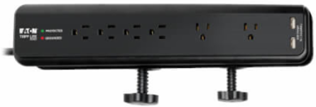 6-Outlet Clamp-Mount Surge Protector, 2100 Joules, 6 ft Cord, 2 USB Ports