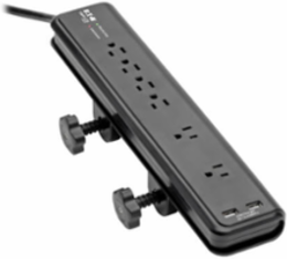 6-Outlet Clamp-Mount Surge Protector, 2100 Joules, 6 ft Cord, 2 USB Ports