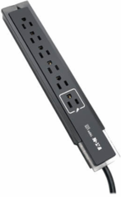 6-Outlet Surge Protector 1440 Joules 6 ft Cord Right-Angle Plug Black