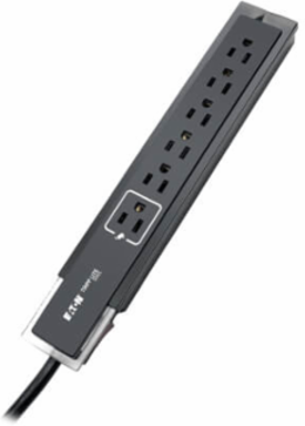 6-Outlet Surge Protector 1440 Joules 6 ft Cord Right-Angle Plug Black