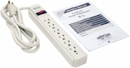 6-Outlet Surge Protector, 6 Ft Cord, 790 Joules, 15A Circuit Breaker