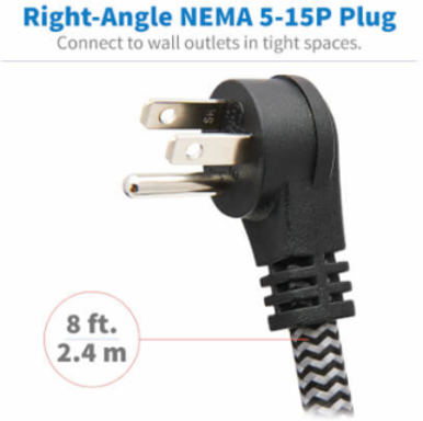 Surge Protector Tower, 6-Outlet, 3x USB-A, 1x USB-C, 1800 Joules, 8 ft Cord, Black